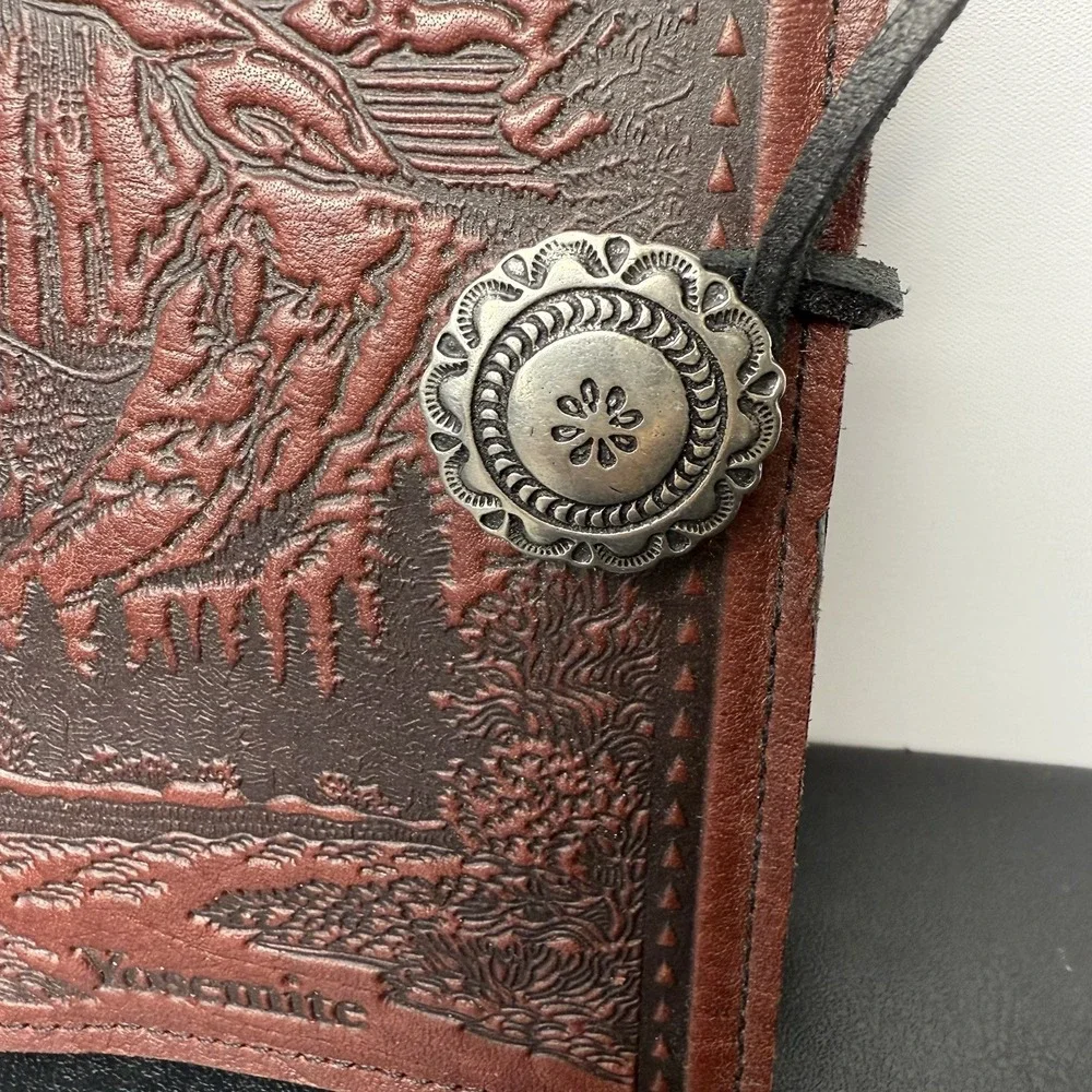 Oberon Design YOSEMITE HALF‎ DOME Leather Journal Cover in RED/WINE 7x5